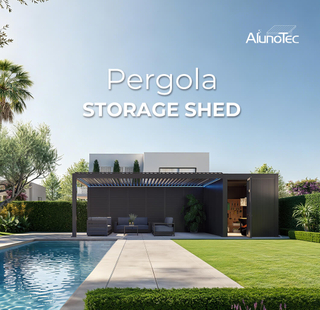 AlunoTec Modern Aluminum Pergola Enclosed Storage Shed