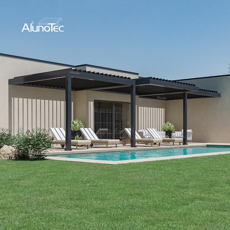 AlunoTec Custom Large Sizes 6x9m 10x11m Home Restaurant Hotel Gym Sunshade Louvered Pergola