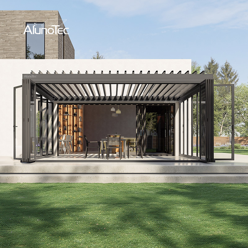 AlunoTec Custom Large Sizes 6x9m 10x11m Home Restaurant Hotel Gym Sunshade Louvered Pergola