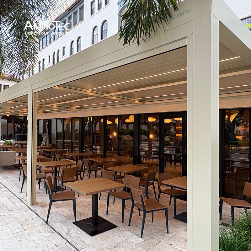 AlunoTec Custom Large Sizes 6x9m 10x11m Home Restaurant Hotel Gym Sunshade Louvered Architectural Pergola Systems