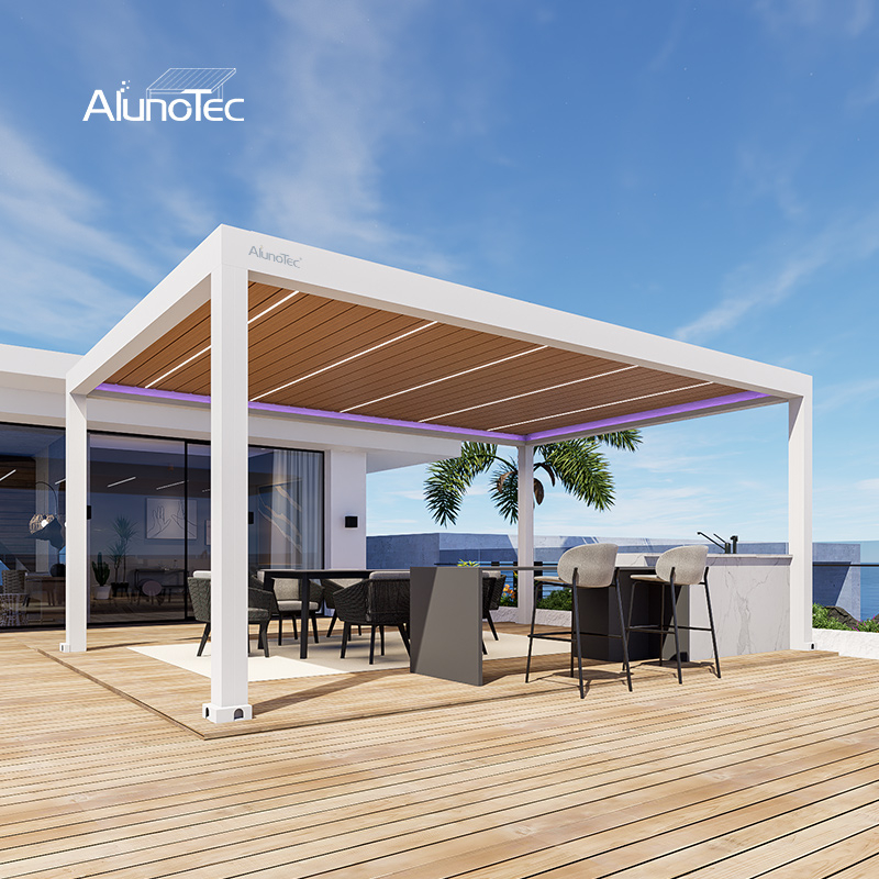 AlunoTec Backyard Roof Factory Bioclimatic Patio Cover Louvred Electric Pergola